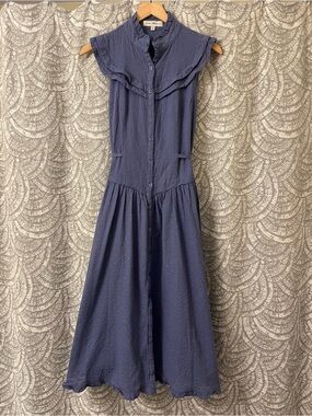 Pamela Love Periwinkle Sleeveless Button-Front Midi Dress